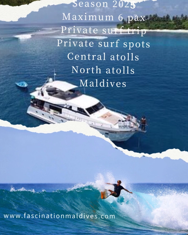 Be ready to book your surf trip in 2035 !! 
One of the best small tailor made luxury surf adventures in the Maldives 🇲🇻 on private yacht Fascination 
We will take you and your friends or family to the best and uncrowded surf breaks !!
Yacht 20 meters 
3 double or twin cabins with bathroom
First class service of 4 crew
Fresh food serviced everything day 
Security by crew on the surf point 
Transfer to the surf point 
Or jump directly from the yacht anchored next to the surf break 

Let us know what your dreams are and we will make them come true on your amazing surf trip in the Maldives on yacht Fascination 

Email us : info@fascinationmaldives.com 

www.fascinationmaldives.com 

#maldives #maldivessurf #maldivessurfing #surfinglife #surfing #surftime #surftravel #surftrip #surftrips #familysurftrip #familysurf #surftribe